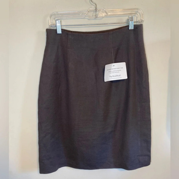 NWOT Rebecca Taylor|| Grey Pencil Skirt with buckle. Cotton and Linen. - Picture 3 of 6